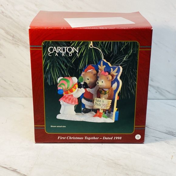 Carlton Cards Heirloom Christmas Ornament - FIRST CHRISTMAS TOGETHER- Dated 1998 - Picture 1 of 3